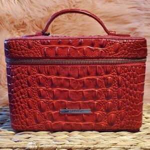 Red Croc-Embossed Vanity Case